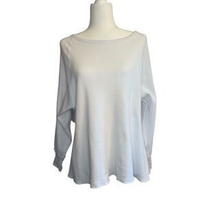 WE THE FREE White Waffle Knit Long Dolman Sleeve Top Small Oversized